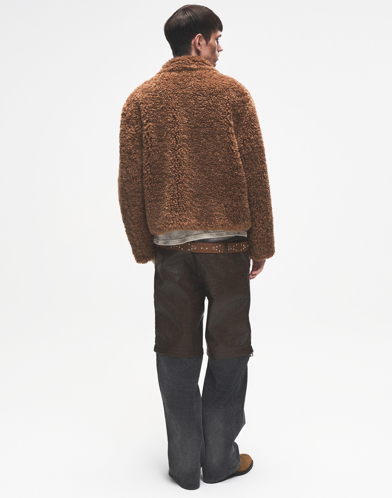 Reversible Carved Leather Fur Jacket