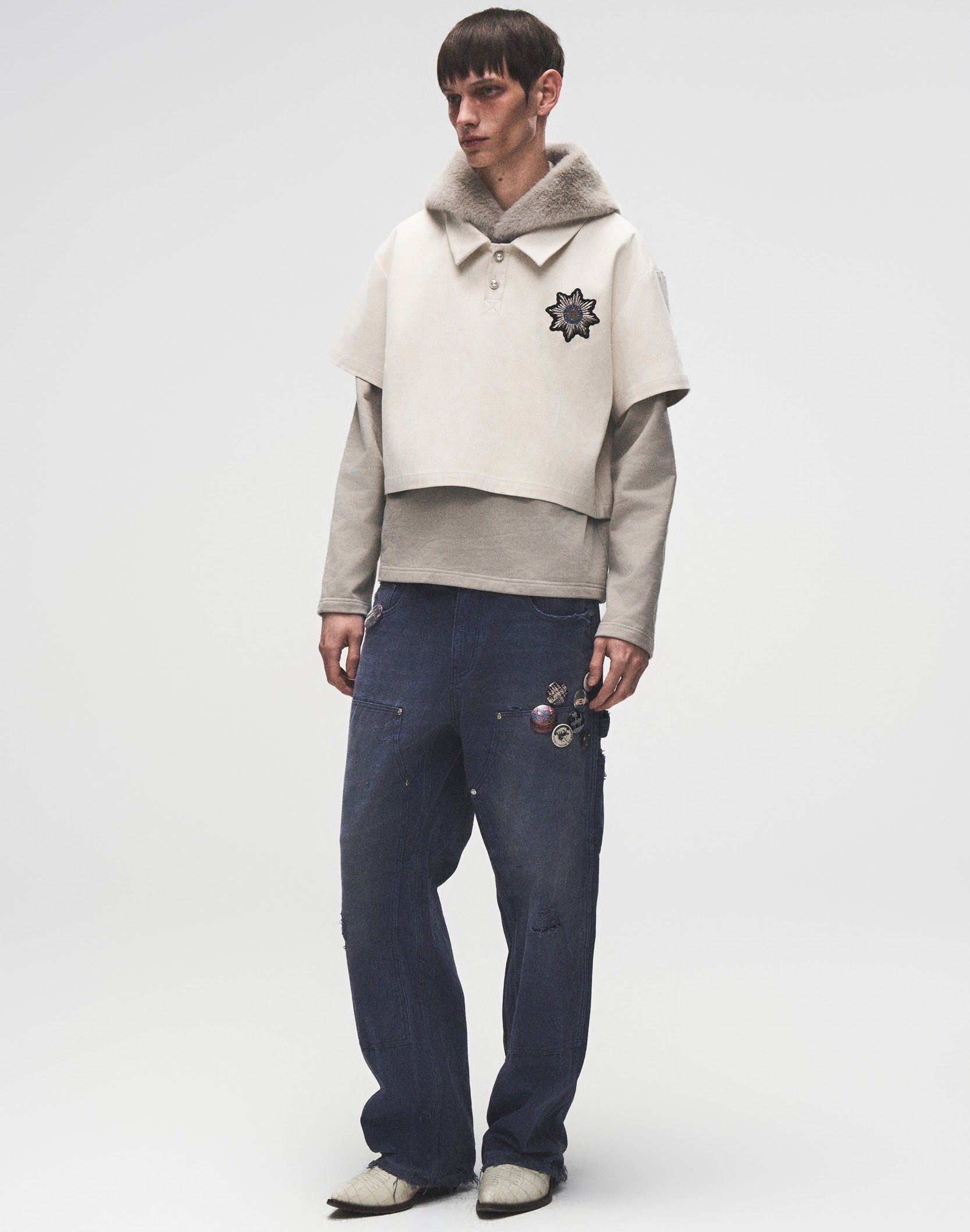 Faux Fur Hat Layered Hoodie