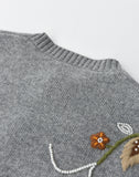 Hand-Embroidered Floral Pearl Cardigan