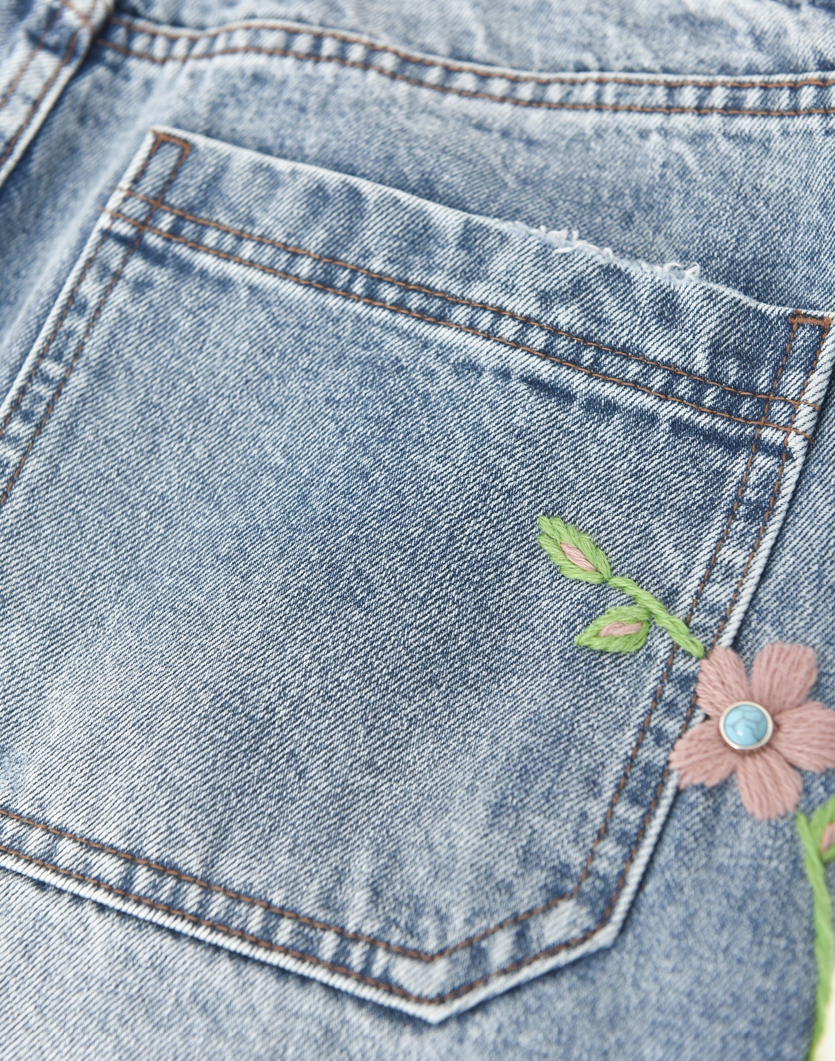 Majestic Turquoise Floral Denim