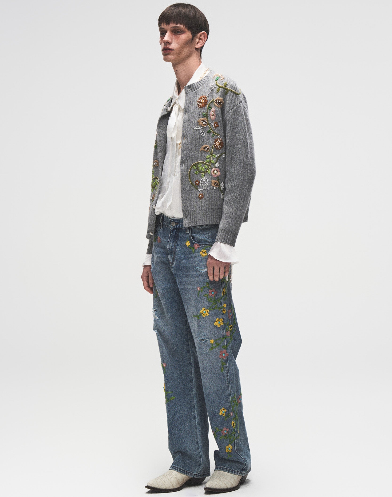 Majestic Turquoise Floral Denim