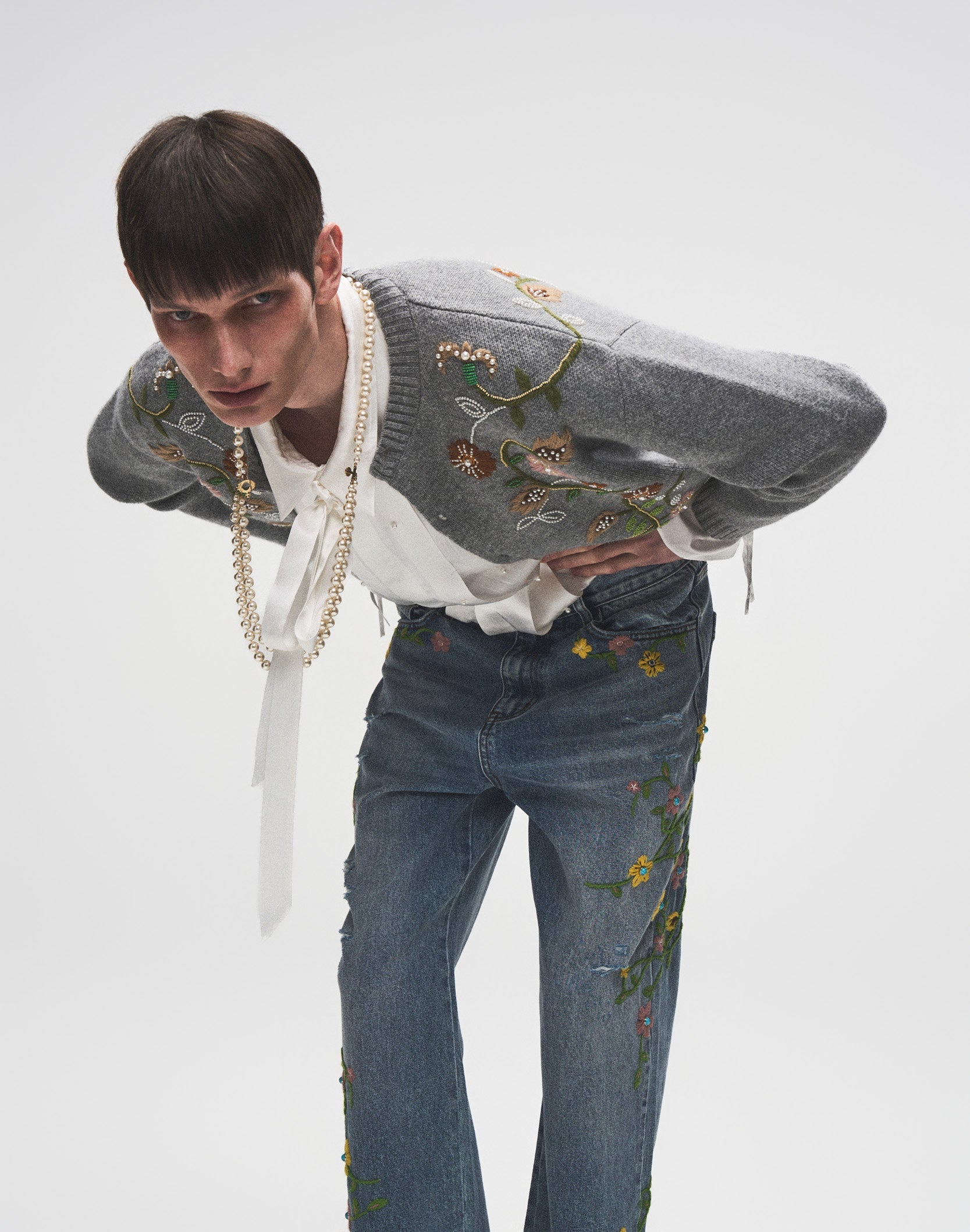 Majestic Turquoise Floral Denim