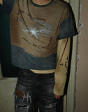 2-IN-1 Distressed Stained Long-sleeve Tee
