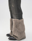 Pearl Fur Patchwork Jeans In BLK
