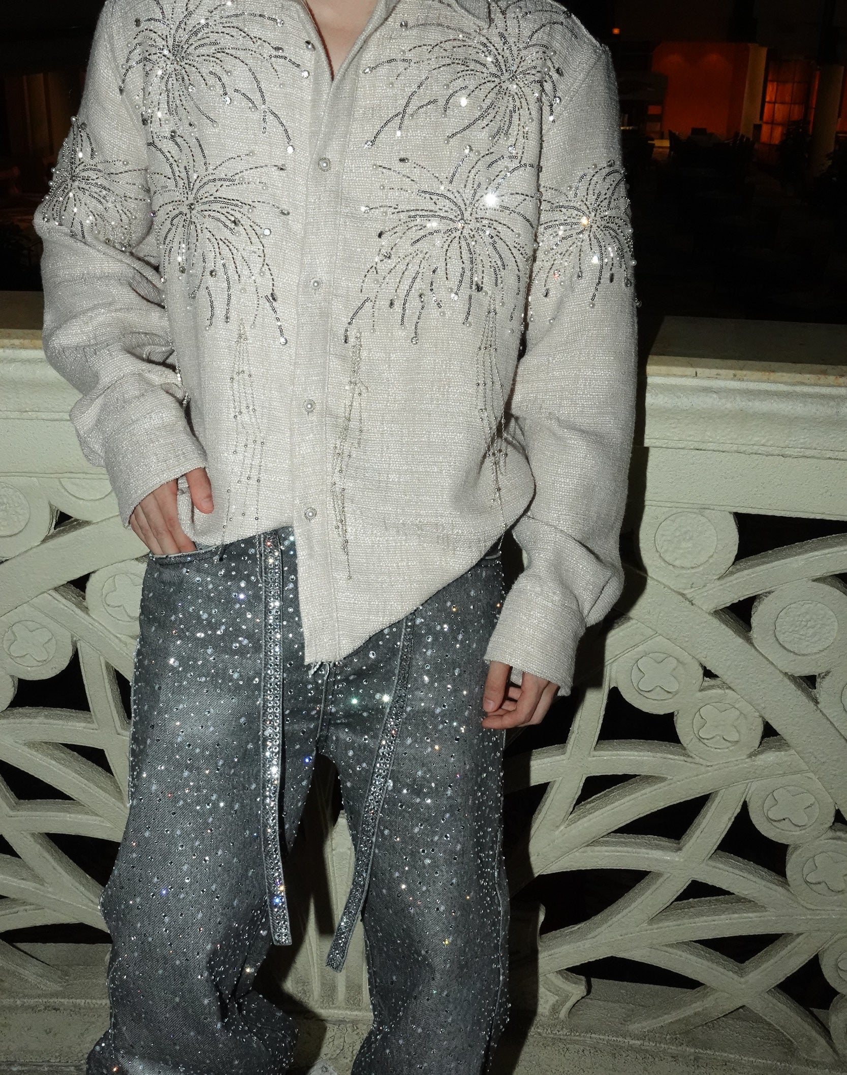 FIREWORKS BEADED DIAMOND SHIRT