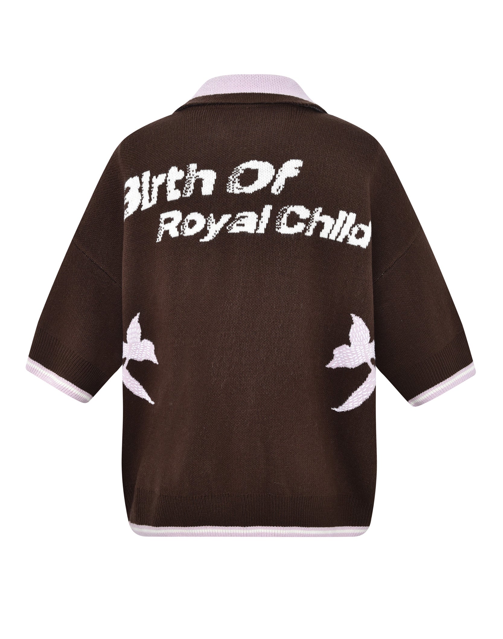 Iris Flower Knitted Polo Shirt