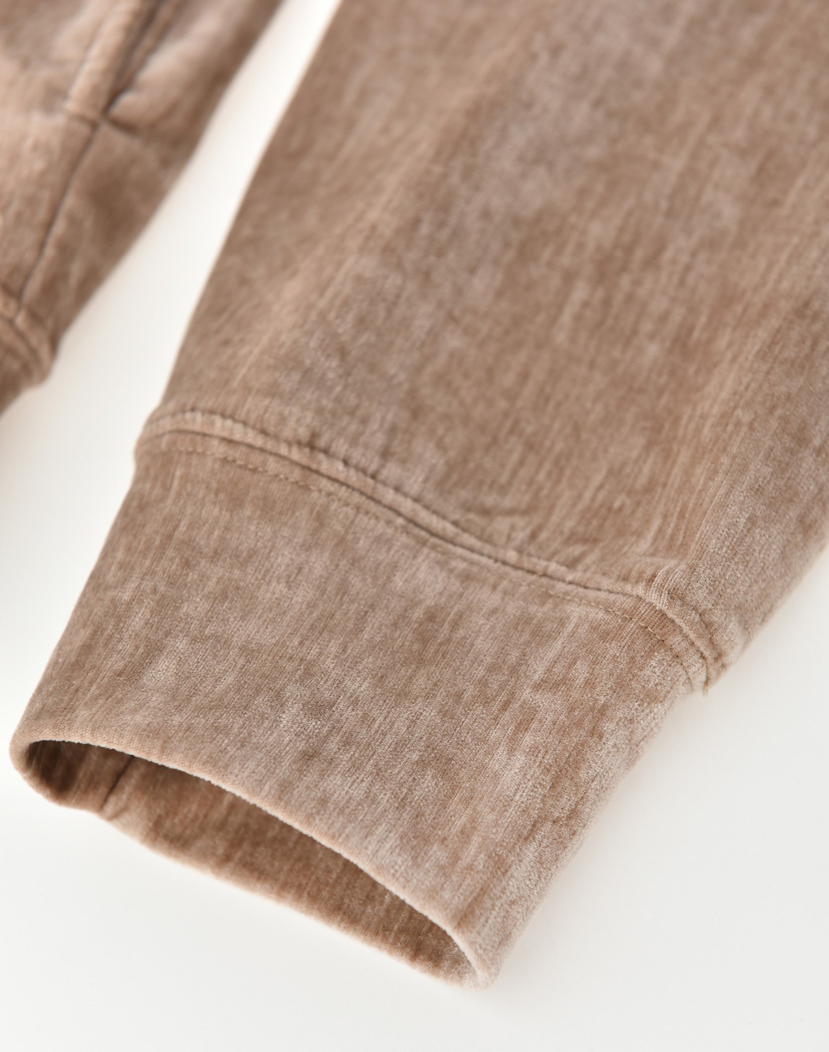 Ruffled Velvet Zipper Hoodie-BRN