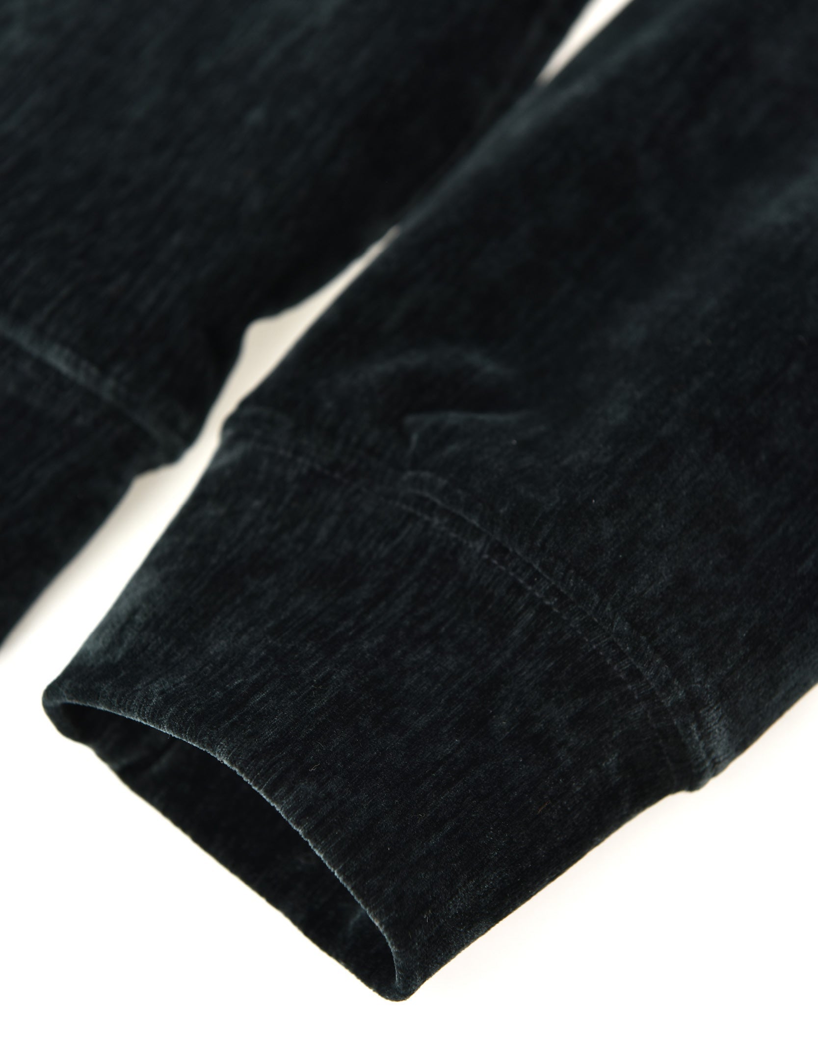 Ruffled Velvet Zipper Hoodie-BLK