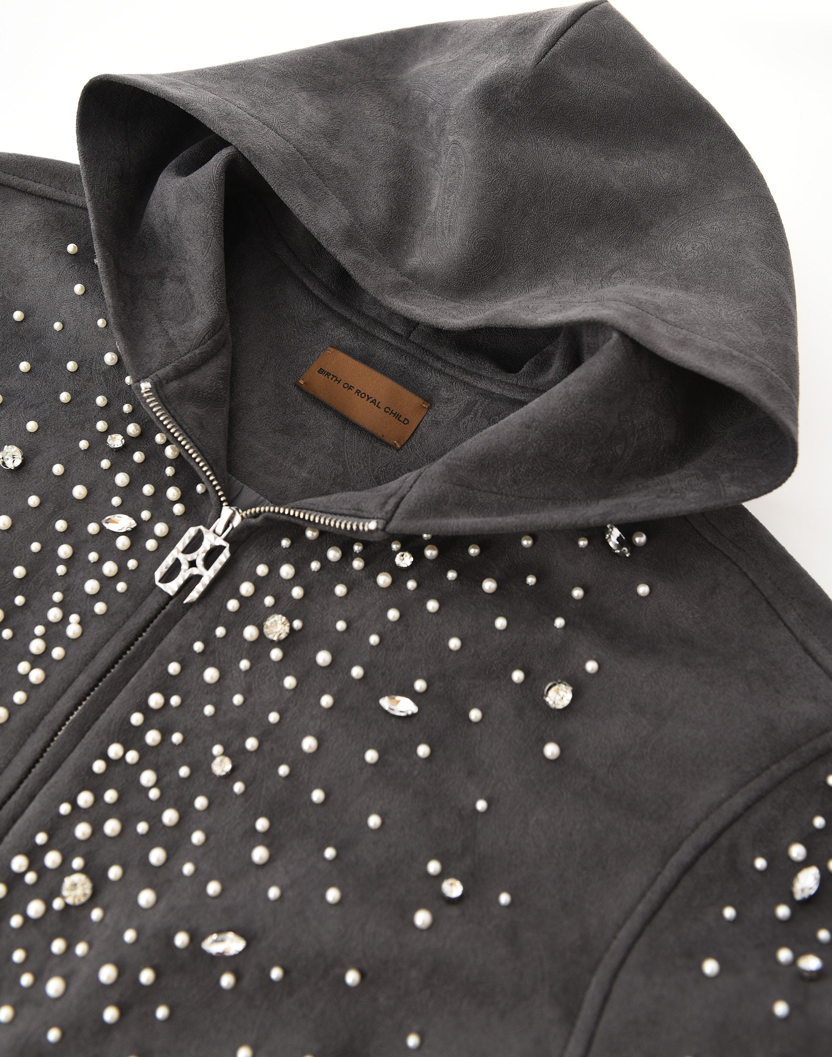 Cashew Blossom Pearl Zipper Hoodie