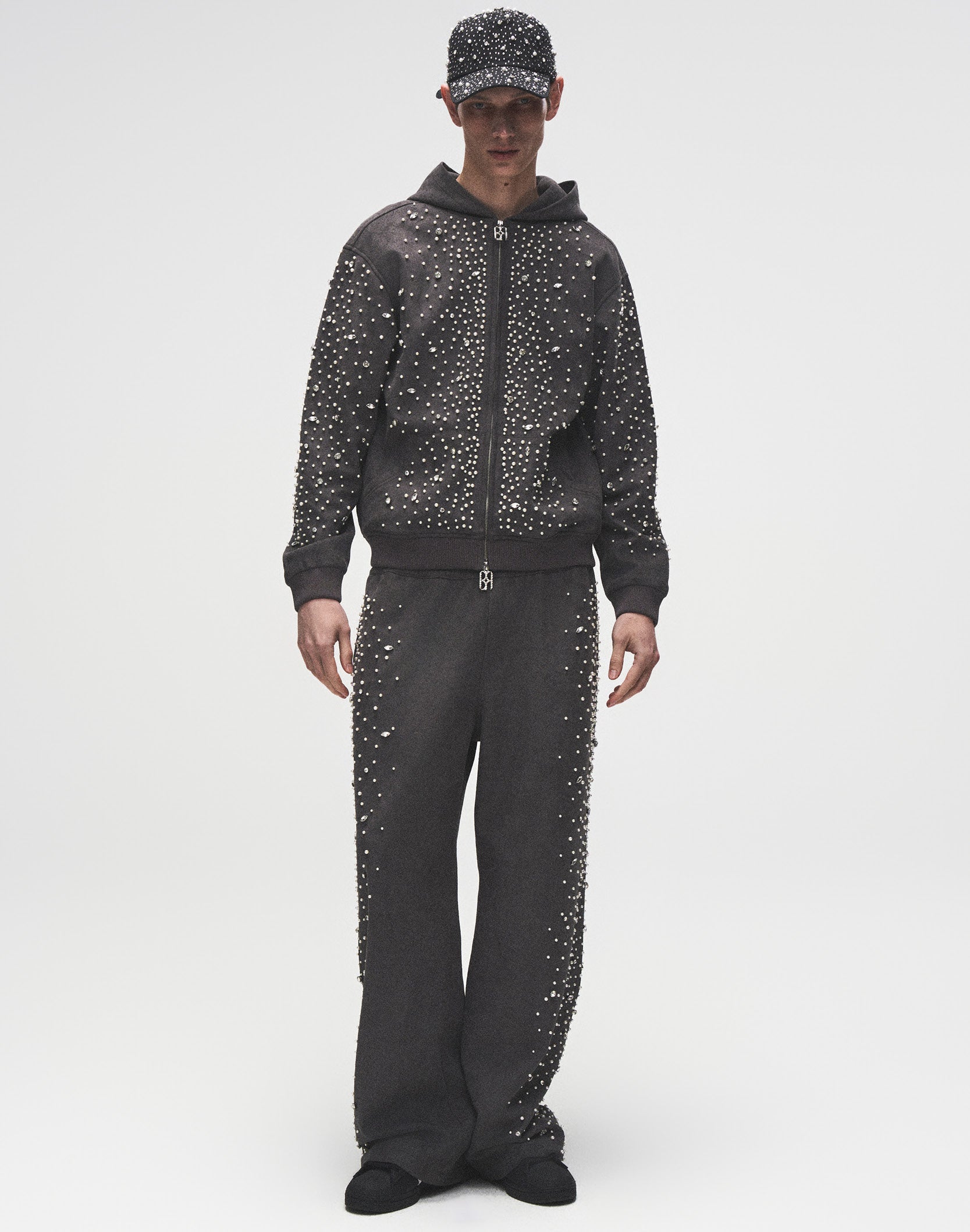 Cashew Blossom Pearl Zipper Hoodie