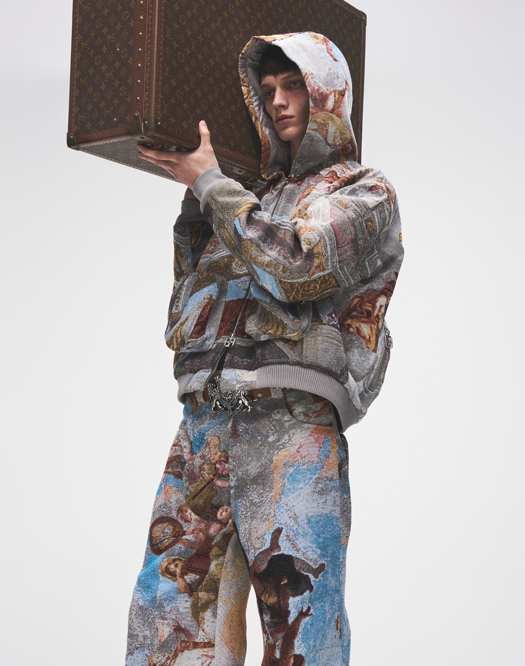 POZZOARTISTIC JACQUARD CARGO PANTS