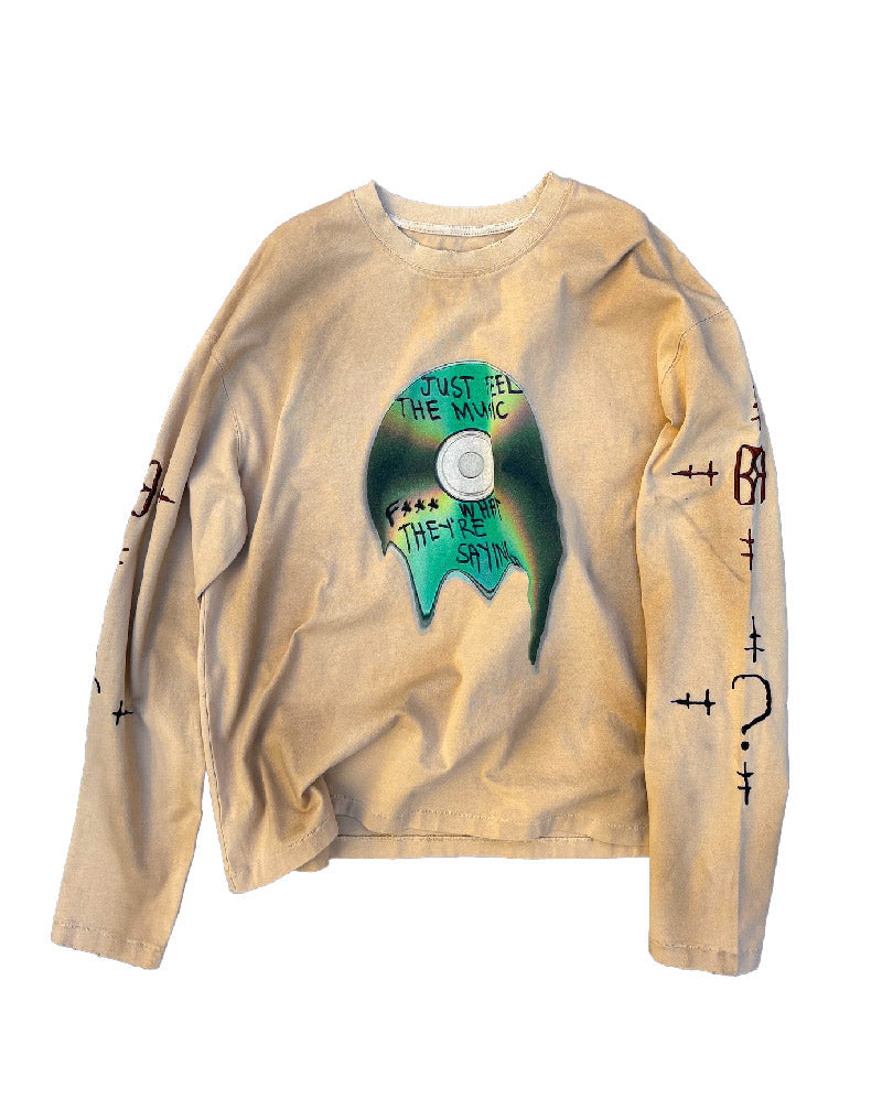 2-IN-1 Distressed Stained Long-sleeve Tee