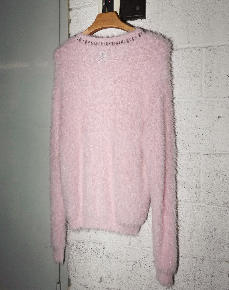 Diamond Mink Sweater in Pink