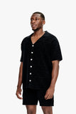 Branding Knit Button Down Black