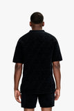 Branding Knit Button Down Black