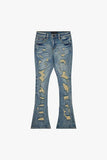 "BREACH' STACKED FLARE DENIM BLUE VINTAGE WASH