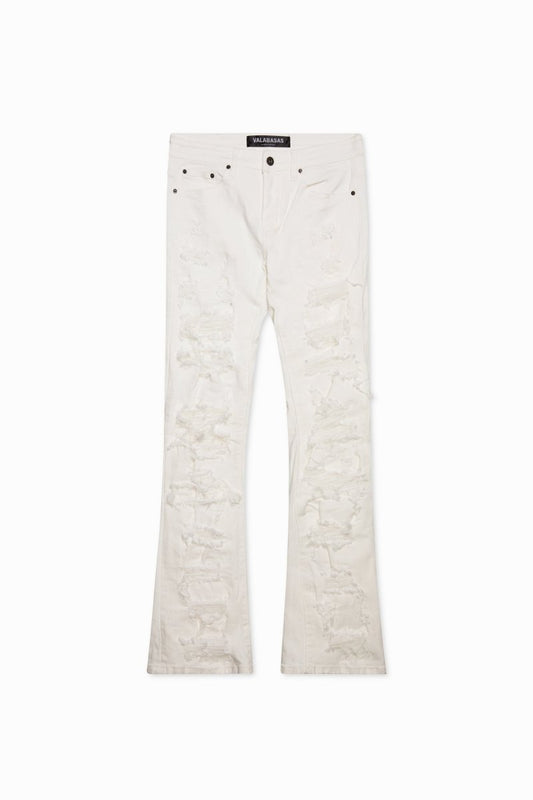 "BREACH' STACKED FLARE DENIM WHITE