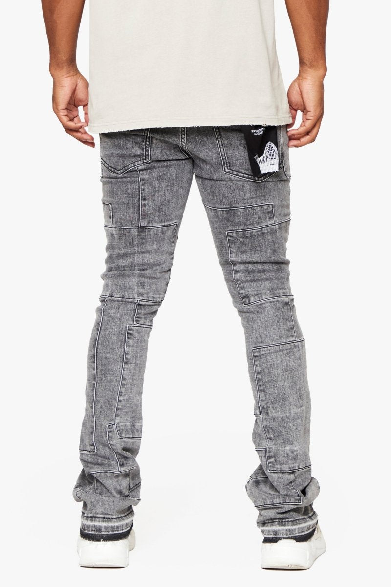 "BRICKS"  STACKED FLARE JEAN LT GREY