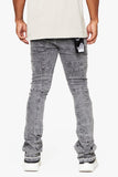 "BRICKS"  STACKED FLARE JEAN LT GREY