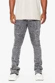 "BRICKS"  STACKED FLARE JEAN LT GREY