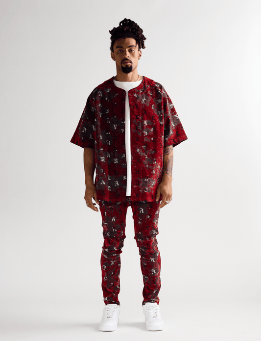 "BUD" BUTTON DOWN RED SUEDE