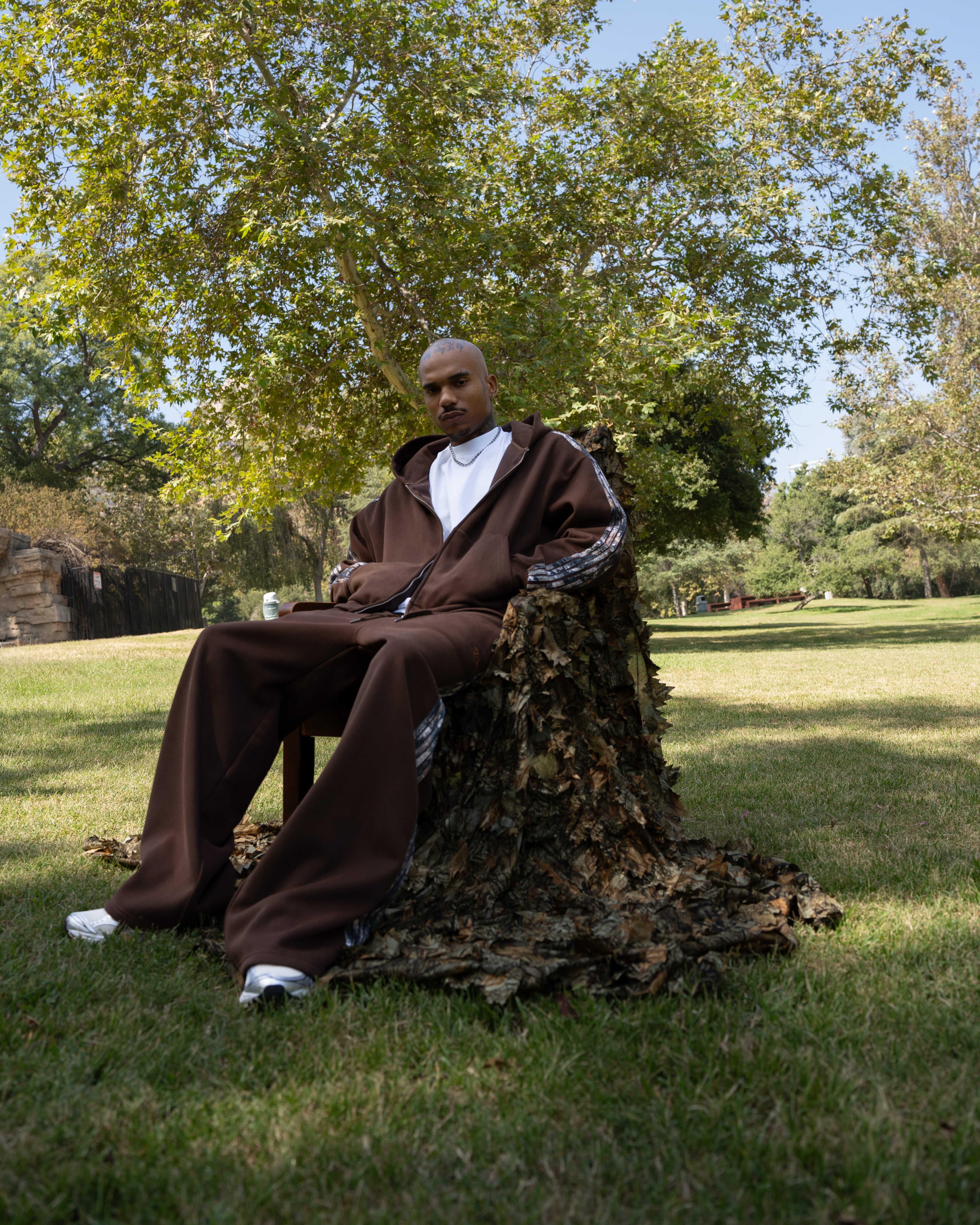 Real Camo Striped Zip Up Hoodie - Brown