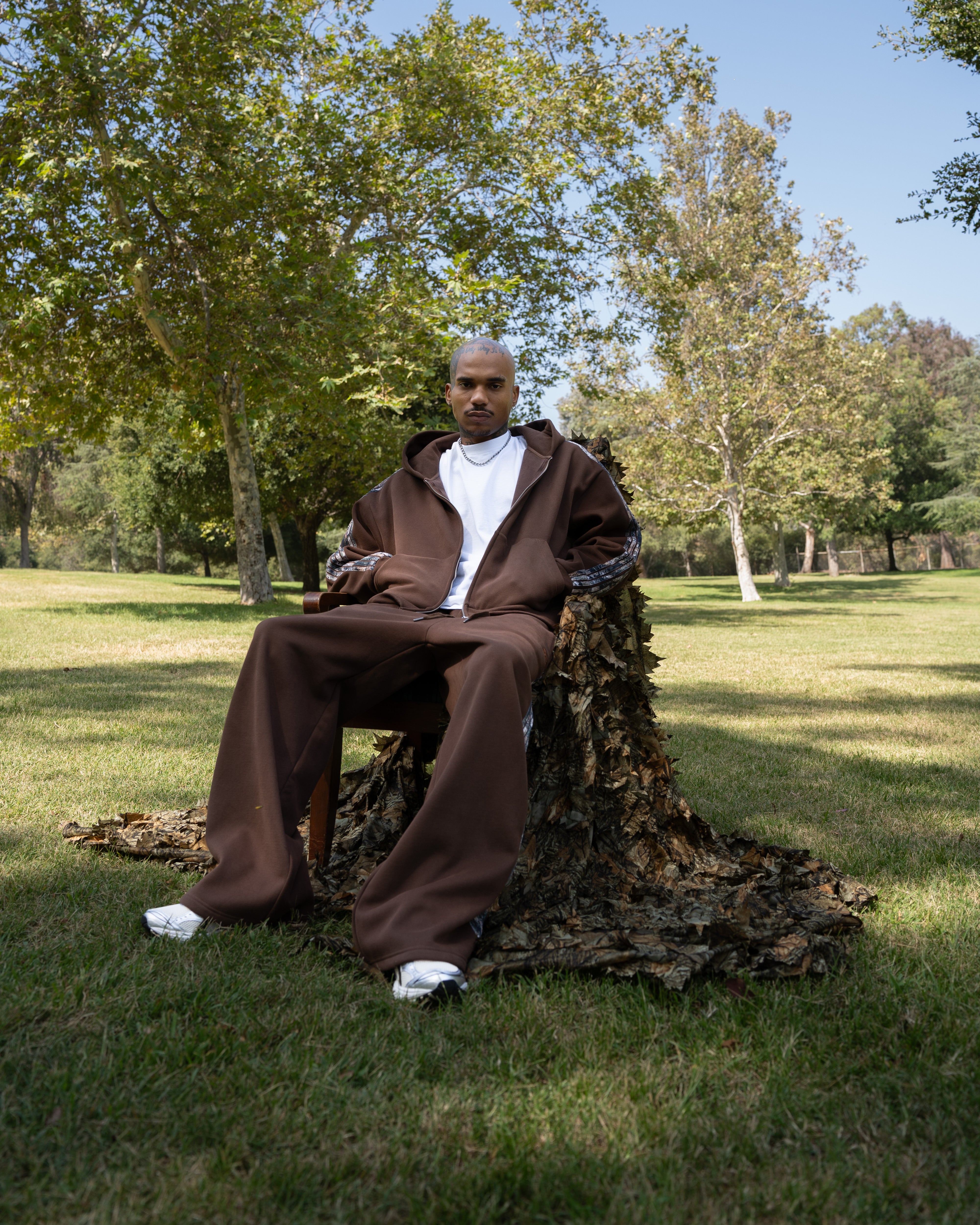 Real Camo Striped Baggy Pants - Brown