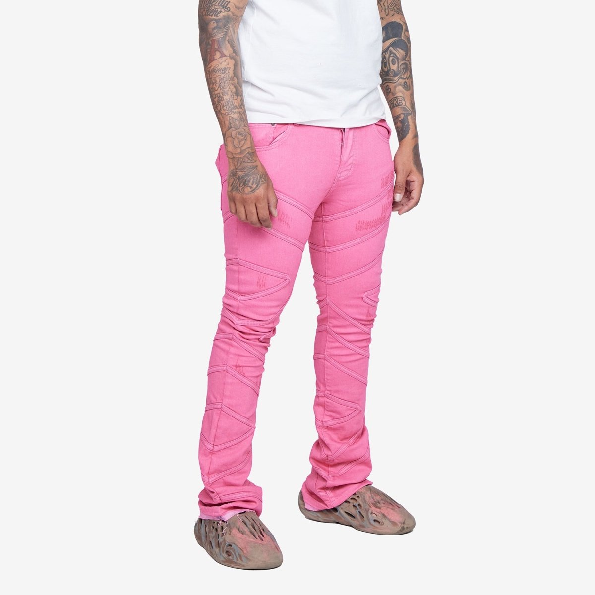 "CASSIUS” STACKED FLARE JEAN PINK
