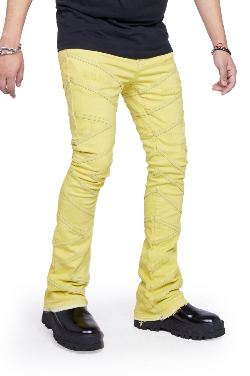 “CASSIUS”  STACKED FLARE JEAN YELLOW
