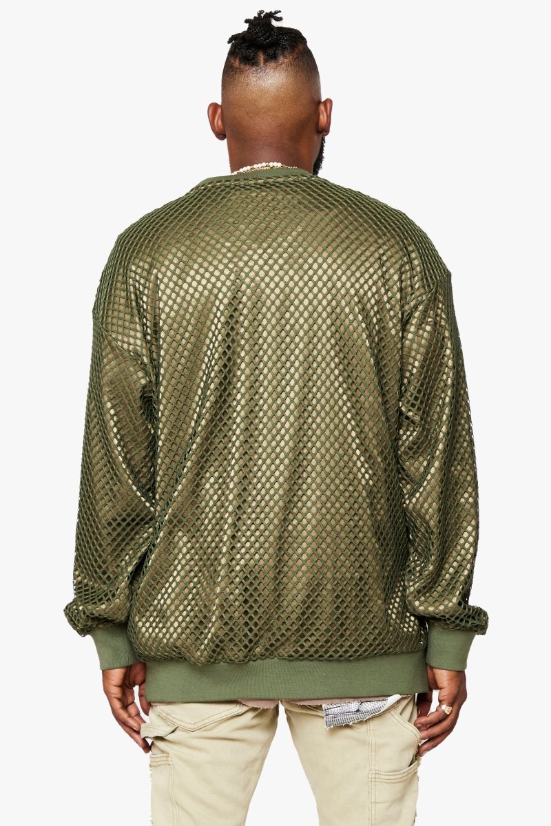 "CAVIERA" LONG SLEEVE TEE ARMY SUEDE GREEN