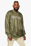 "CAVIERA" LONG SLEEVE TEE ARMY SUEDE GREEN