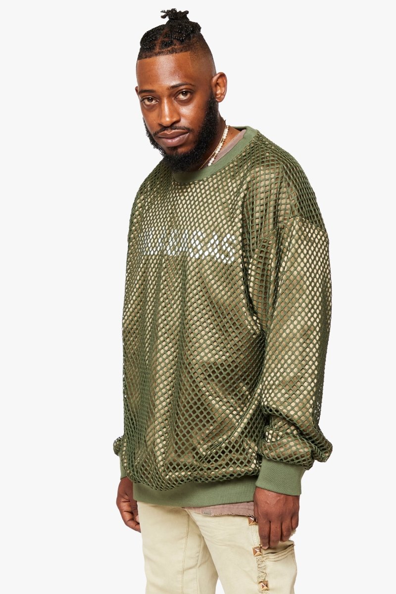 "CAVIERA" LONG SLEEVE TEE ARMY SUEDE GREEN