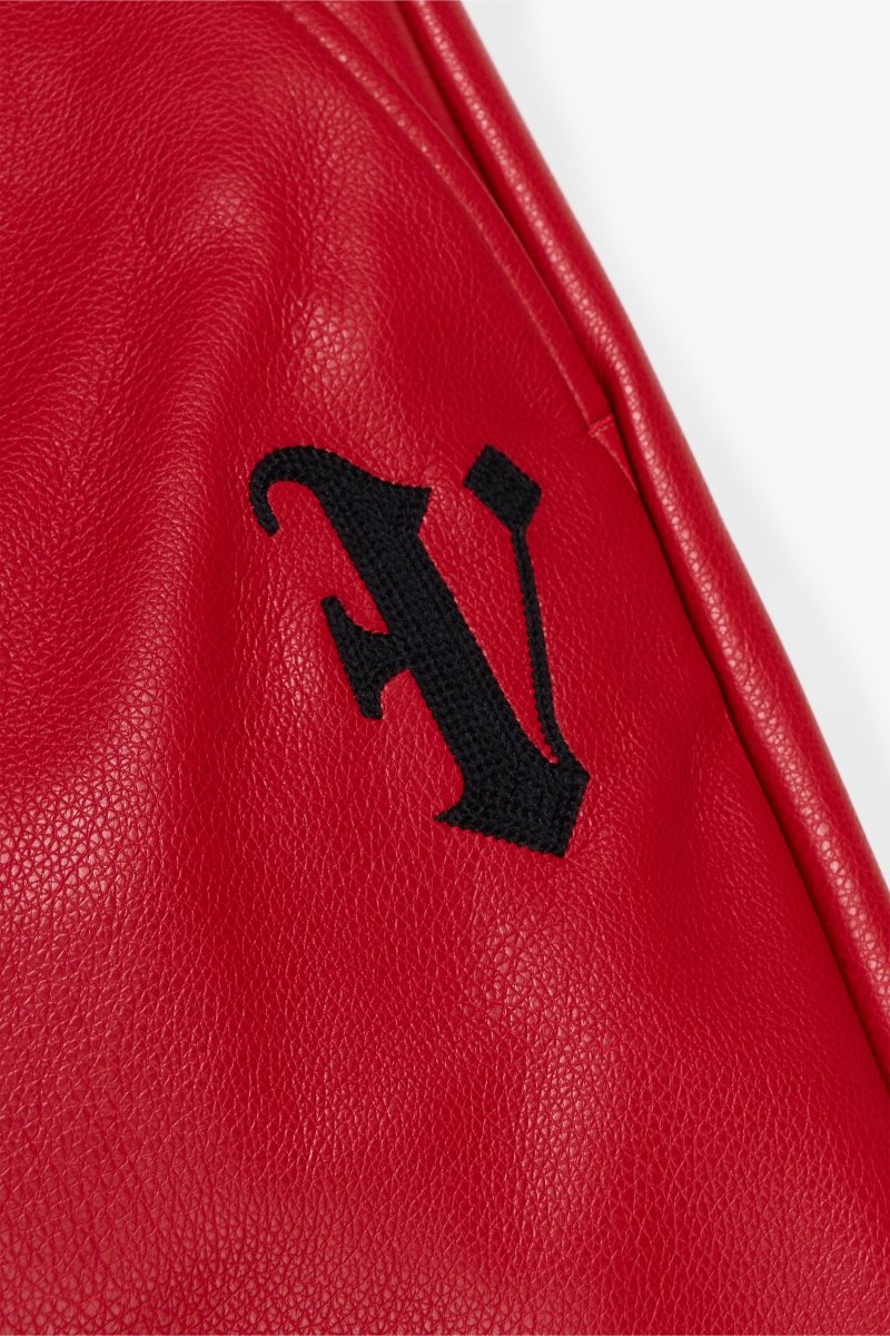 "CERNIERA” STACKED FLARE LEATHER RED