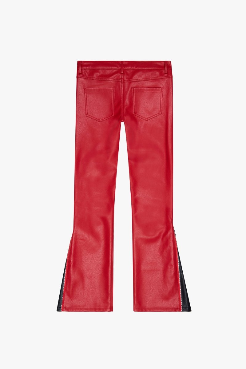 "CERNIERA” STACKED FLARE LEATHER RED