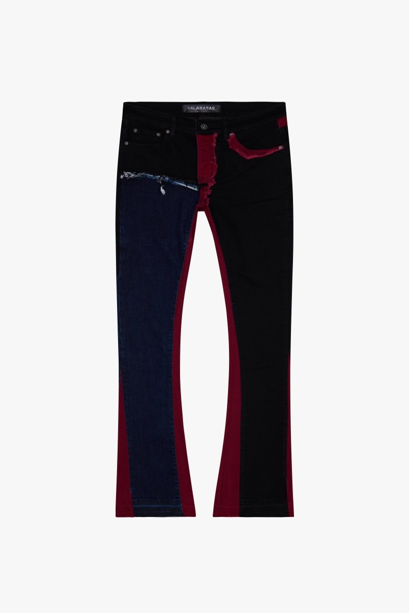 "CHICAGO" STACKED FLARE JEAN RED BLACK