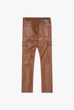 "CITING" SKINNY VEGAN LEATHER JEAN BROWN