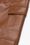 "CITING" SKINNY VEGAN LEATHER JEAN BROWN