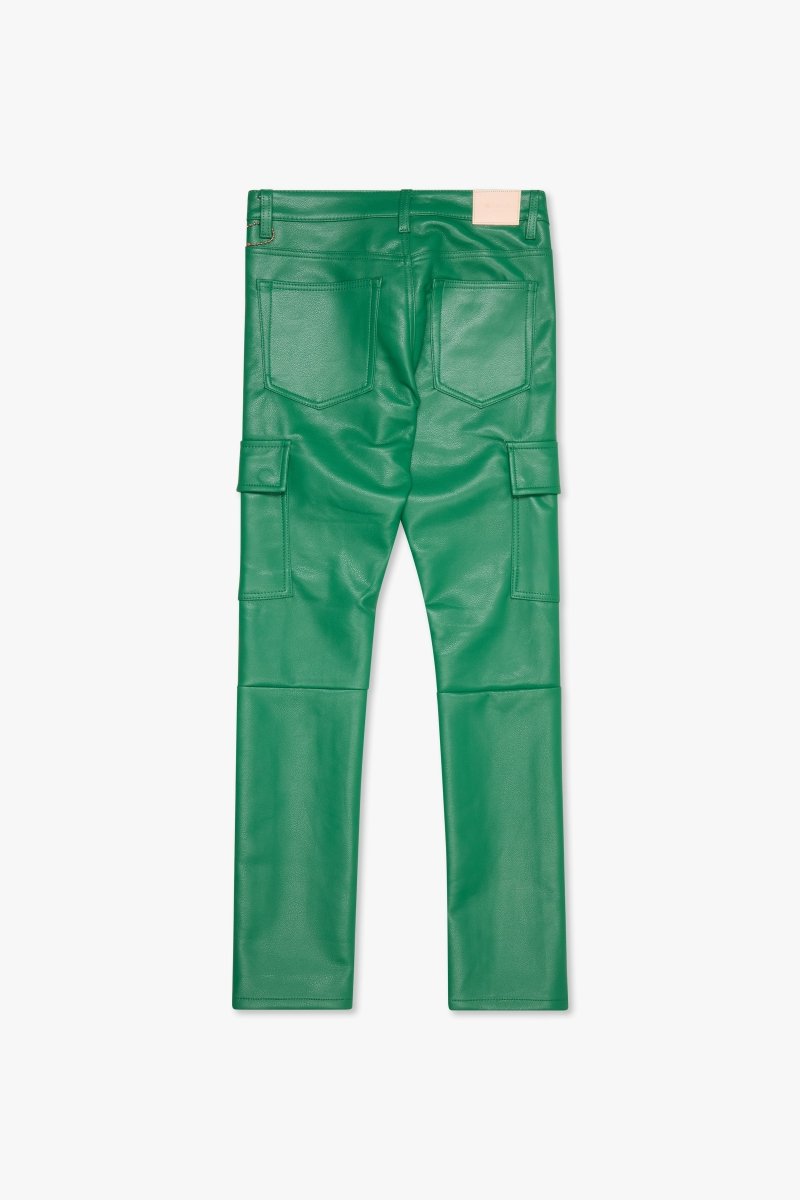 "CITING" SKINNY VEGAN LEATHER JEAN GREEN