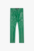 "CITING" SKINNY VEGAN LEATHER JEAN GREEN