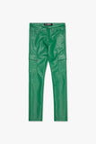 "CITING" SKINNY VEGAN LEATHER JEAN GREEN