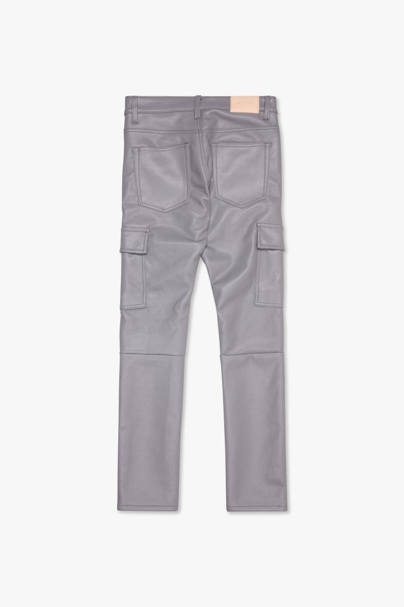 "CITING" SKINNY VEGAN LEATHER JEAN GREY