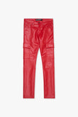 "CITING" SKINNY VEGAN LEATHER JEAN RED