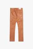 "CITING" SKINNY VEGAN LEATHER JEAN WHEAT