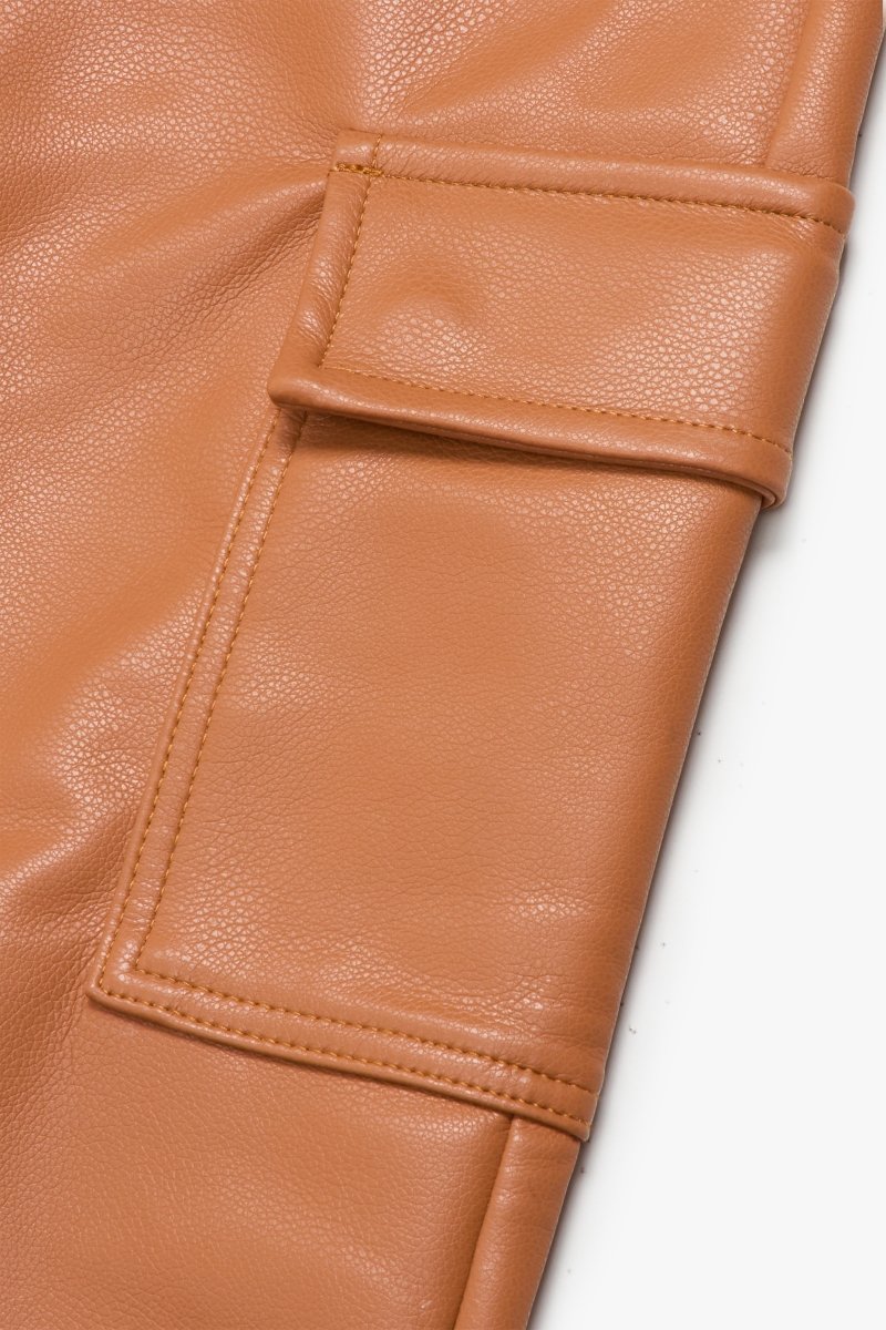 "CITING" SKINNY VEGAN LEATHER JEAN WHEAT