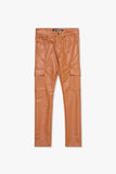 "CITING" SKINNY VEGAN LEATHER JEAN WHEAT