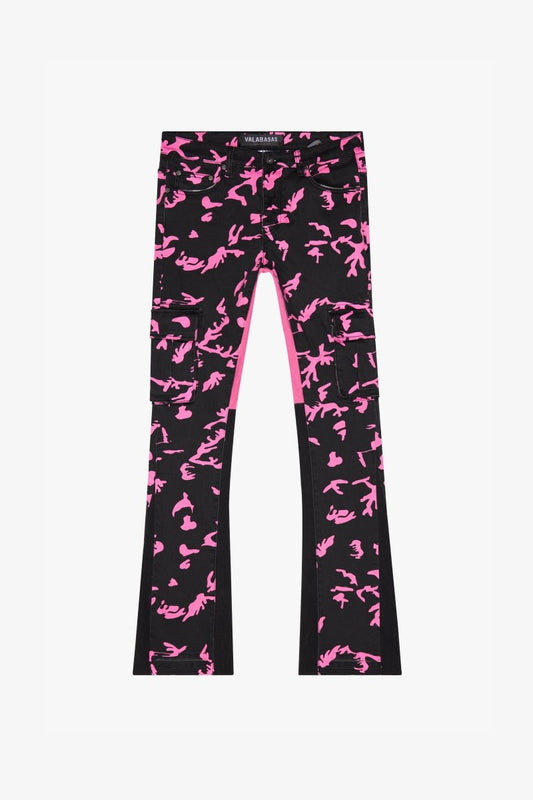 “COMMANDER " ROSE SHADOW STACKED FLARE JEAN