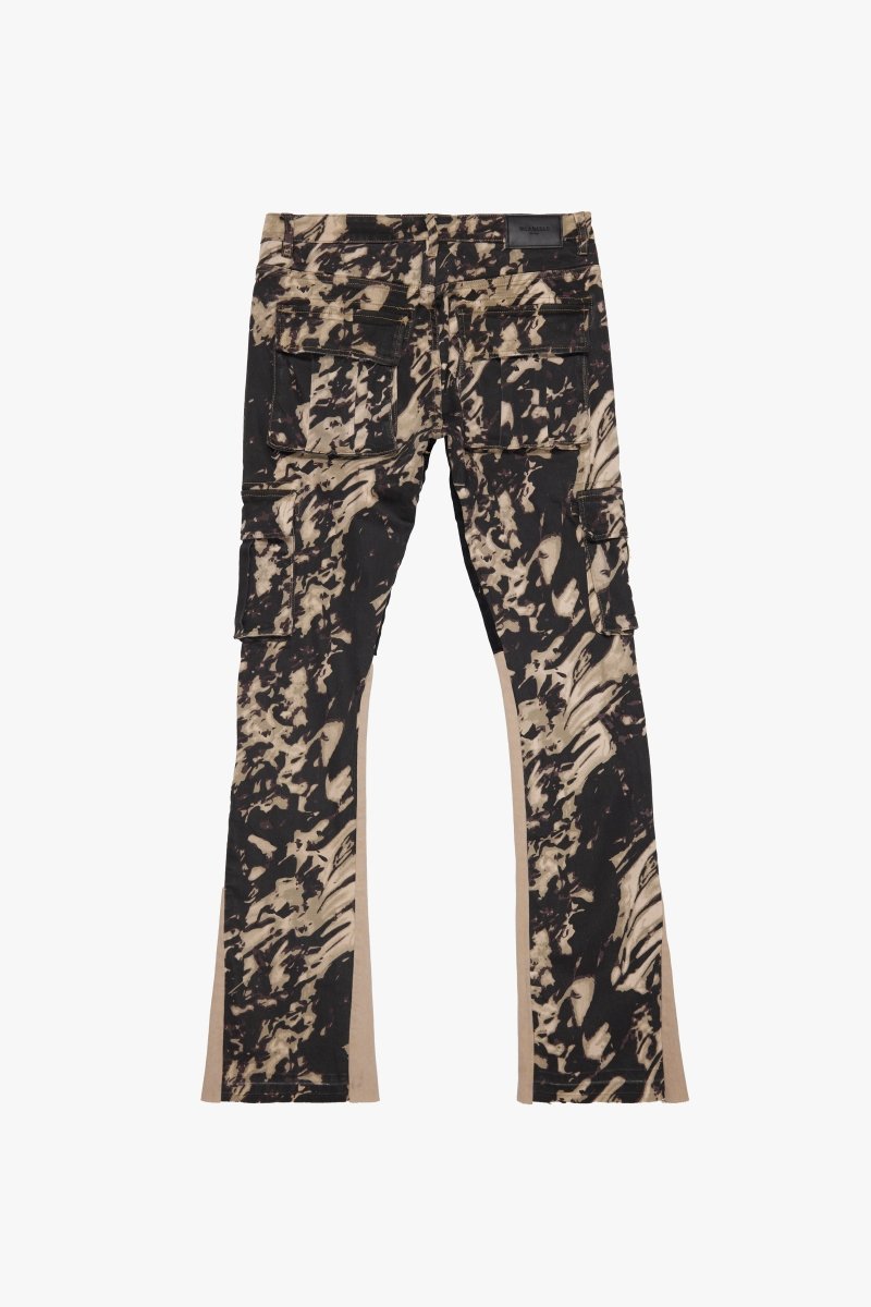 "COMMANDER" STACKED FLARE DENIM DUNE CAMO