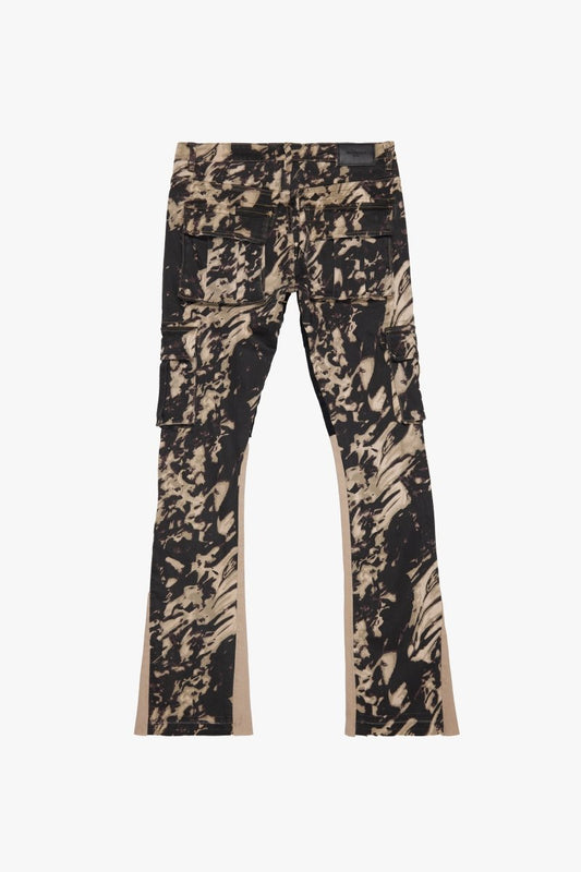 "COMMANDER" STACKED FLARE DENIM DUNE CAMO
