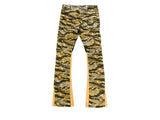 "COMMANDER " STACKED FLARE JEAN BLACK YELLOW CAMO