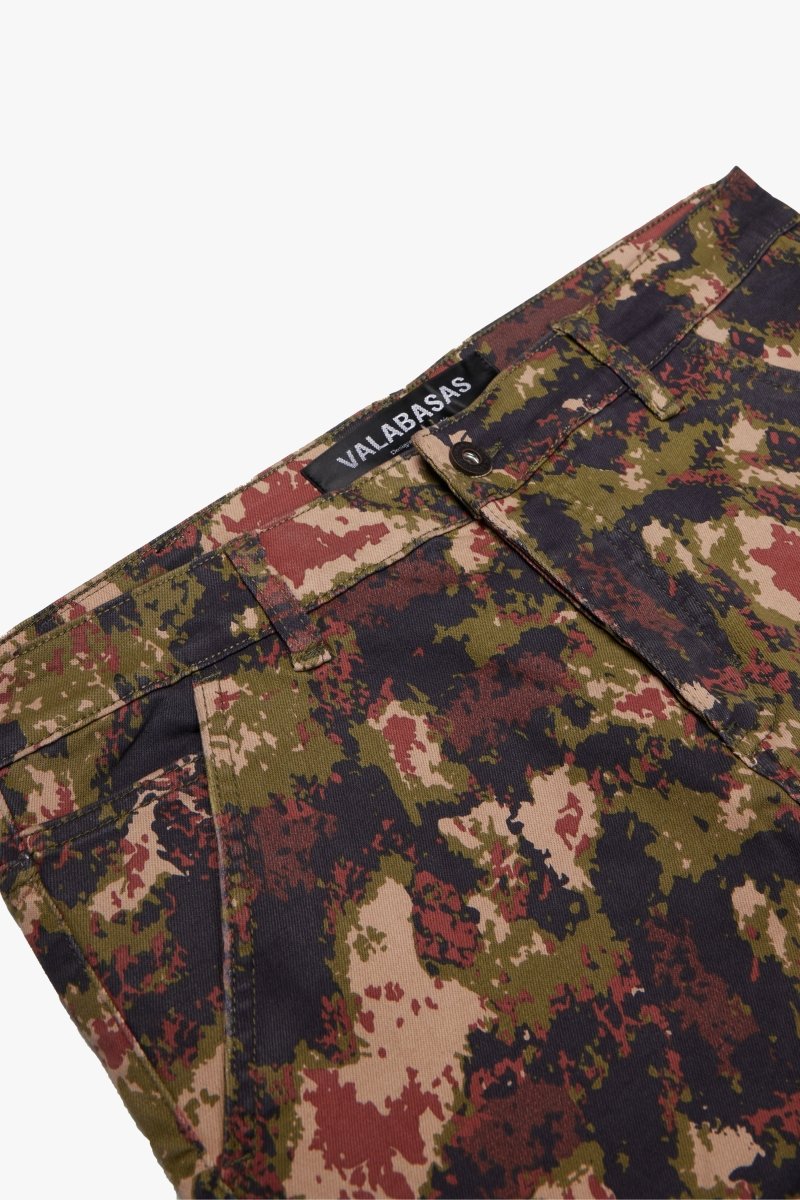"COMMANDER" STACKED FLARE JEAN CHESTNUT CAMO